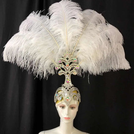 The Stardust Samba Queen – Premium Feathers & Rhinestones Carnival Headdress