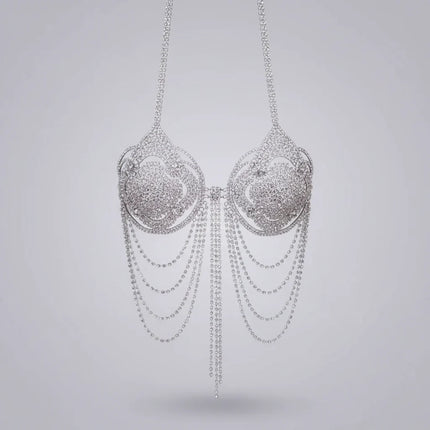 Dazzling Crystal Tassel Bra Chain & Skirt Bikini Body Jewelry Set