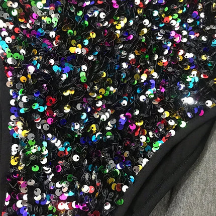 The Stardust Prism Sequin Bodysuit – Colorful High-Cut Rave & Gogo Dancewear