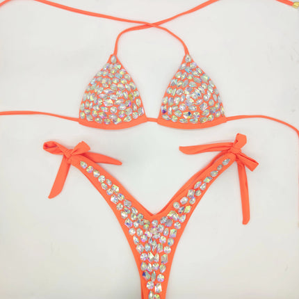 Strappy Rhinestone Bandage Set – Exotic Crystal Cross-Wrap & Bling Suit for Luxury Parties