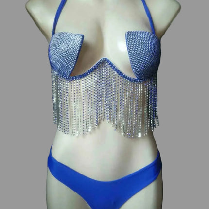 The Stardust Tassel Rhinestone Bikini Set – Luxury Stage & Showgirl Fringe Swimwear