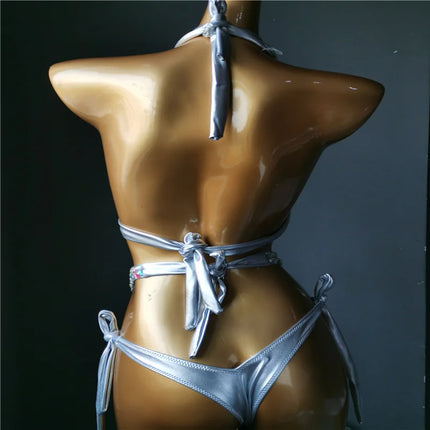 The Venus Vacation High-Waist Bikini – Classic Diamond Rhinestone Showgirl Set