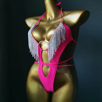 The Venus Vacation Tassel Bikini – Luxe Rhinestone Fringe Showgirl Set