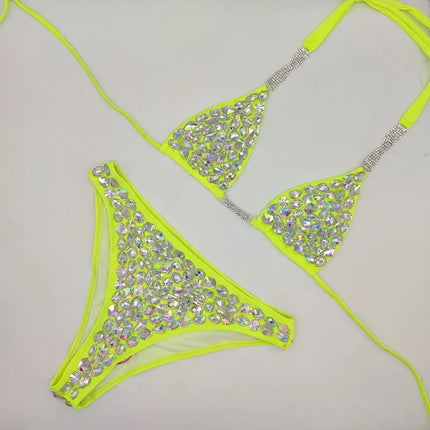 The Venus Horizon Rhinestone Bikini – Premium Crystal Triangle Showgirl Set
