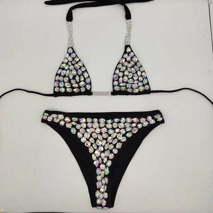 The Venus Horizon Rhinestone Bikini – Premium Crystal Triangle Showgirl Set