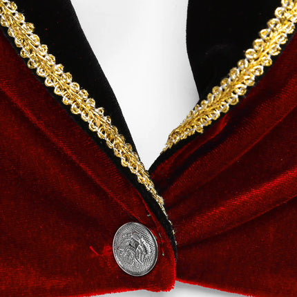 Velvet Circus Ringmaster Gold-Trimmed Swallow-Tail Blazer Coat
