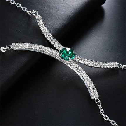 Luxury Rhinestone U-Shape Chest Chain – Shimmering Water Drop Pendant Bikini Bra Body Jewelry for Festivals & Beachwear