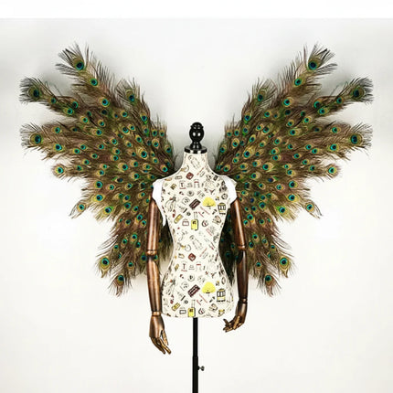The Stardust Empress Royale – Deluxe Peacock Feather Wings & Skirt Stage Performance Costume Set