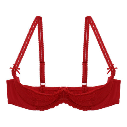 Lace Underwire Half-Cup Push-Up Bra