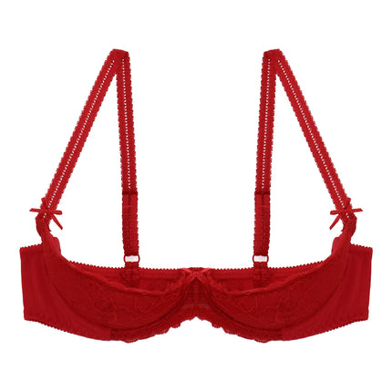 Lace Underwire Half-Cup Push-Up Bra