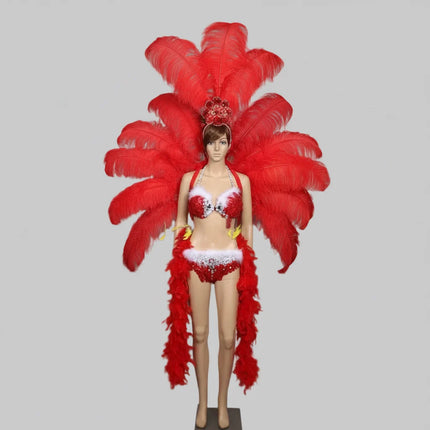 Deluxe Feather Flower Backboard Showgirl Performance Set