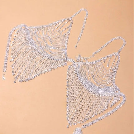 Dazzling Crystal Bra Chain & Thong Bikini Body Jewelry Set