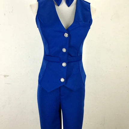 Tailored Vest & Trouser 3-Piece Suit Set with Matching Bow Tie Stage Costume