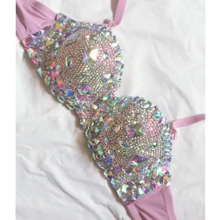 Premium All-Over Rhinestone Glamour Set – High-Brilliance Crystal Costume Top & Belt Set for Showgirls, GoGo Dancers & Raves