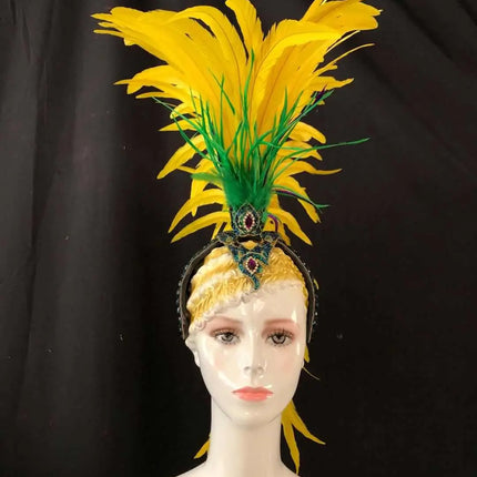 The Stardust Samba Radiance – Elegant Feathered Stage & Carnival Headdress