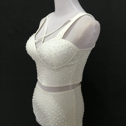 Sparkly Rhinestone Crop Top & High-Waisted Shorts Two-Piece Dance Costume Set