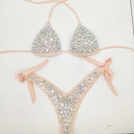 Strappy Rhinestone Bandage Set – Exotic Crystal Cross-Wrap & Bling Suit for Luxury Parties