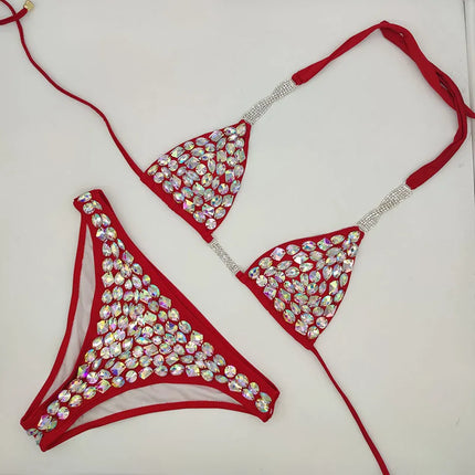 The Venus Horizon Rhinestone Bikini – Premium Crystal Triangle Showgirl Set