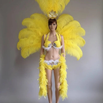 Deluxe Feather Flower Backboard Showgirl Performance Set