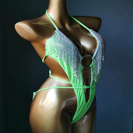 The Venus Vacation Tassel Bikini – Luxe Rhinestone Fringe Showgirl Set