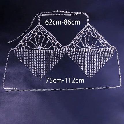 Dazzling Multilayer Crystal Tassel Waist & Bikini Bra Body Chain Jewelry