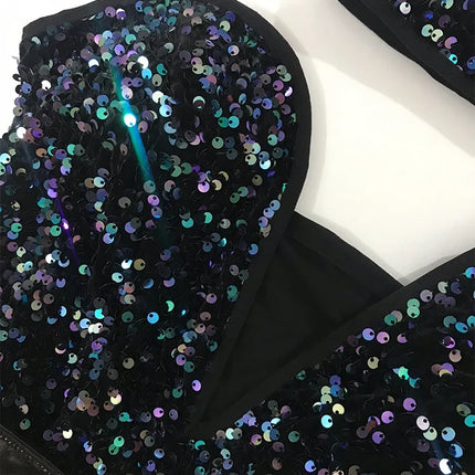 The Stardust Prism Sequin Bodysuit – Colorful High-Cut Rave & Gogo Dancewear