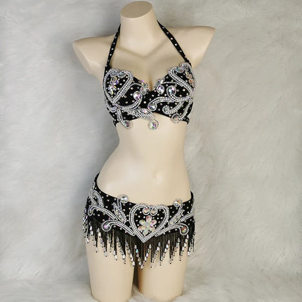 The Stardust Oasis Sirena – Deluxe Crystal & Beaded Belly Dance Bra & Belt 2-Piece Costume Set