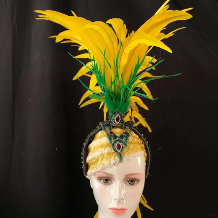 The Stardust Samba Radiance – Elegant Feathered Stage & Carnival Headdress
