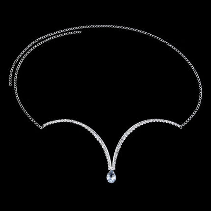 Luxury Rhinestone U-Shape Chest Chain – Shimmering Water Drop Pendant Bikini Bra Body Jewelry for Festivals & Beachwear