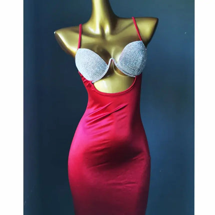 The Venus Vacation Rhinestone Mini Dress – Diamond Illusion Showgirl Costume