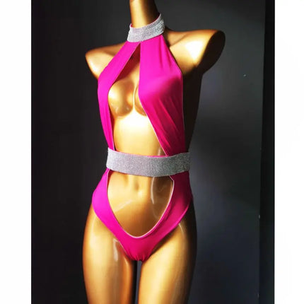 Classic Rhinestone Push-Up Performance Set – Shimmering Crystal Bandage Costume & Bling Two-Piece for GoGo Dancers & Festivals