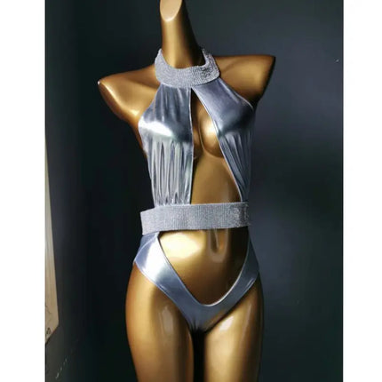 Classic Rhinestone Push-Up Performance Set – Shimmering Crystal Bandage Costume & Bling Two-Piece for GoGo Dancers & Festivals