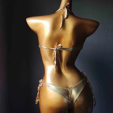 The Venus Vacation Deep-V Bikini – Luxe Rhinestone Embellished Showgirl Swim Set