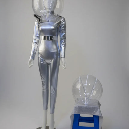 Luminous Space Warrior Light-Up Helmet & Cyberpunk Costume Set