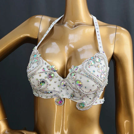 The Stardust Oasis Sirena – Deluxe Crystal & Beaded Belly Dance Bra & Belt 2-Piece Costume Set