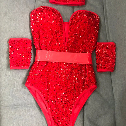 The Stardust Prism Sequin Bodysuit – Colorful High-Cut Rave & Gogo Dancewear