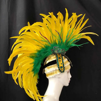 The Stardust Samba Radiance – Elegant Feathered Stage & Carnival Headdress