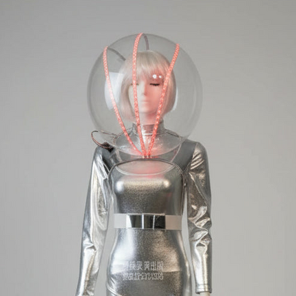 Luminous Space Warrior Light-Up Helmet & Cyberpunk Costume Set