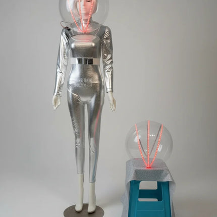 Luminous Space Warrior Light-Up Helmet & Cyberpunk Costume Set