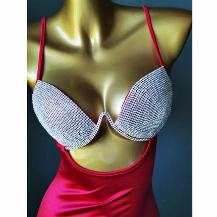 The Venus Vacation Rhinestone Mini Dress – Diamond Illusion Showgirl Costume