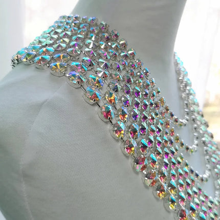 Sparkly Crystal AB Glass Chain Necklace