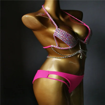 The Venus Vacation Classic Crystal Bikini – Ultra-Glam Rhinestone Showgirl Swim Set