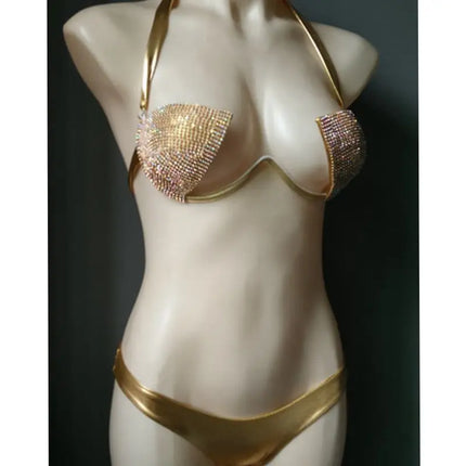 The Venus Vacation Classic Diamond Bikini – Heavy Shimmer Showgirl Swim Set
