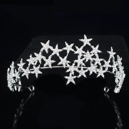 Crystal Star Tiara Crown Headband Hairpiece