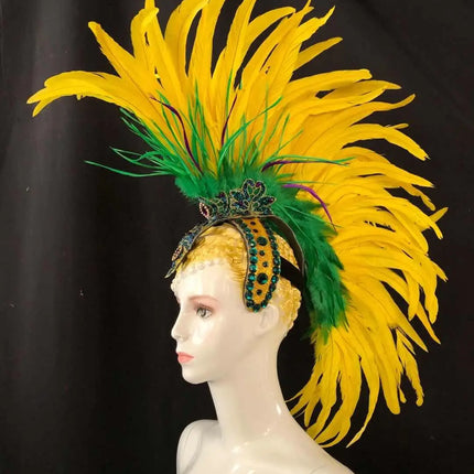 The Stardust Samba Radiance – Elegant Feathered Stage & Carnival Headdress