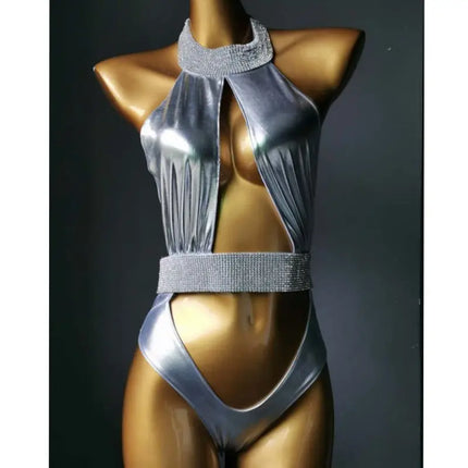 Classic Rhinestone Push-Up Performance Set – Shimmering Crystal Bandage Costume & Bling Two-Piece for GoGo Dancers & Festivals