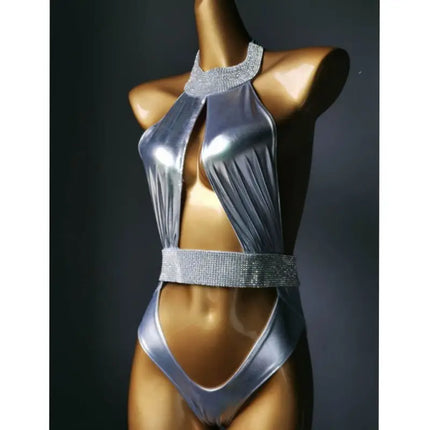 Classic Rhinestone Push-Up Performance Set – Shimmering Crystal Bandage Costume & Bling Two-Piece for GoGo Dancers & Festivals