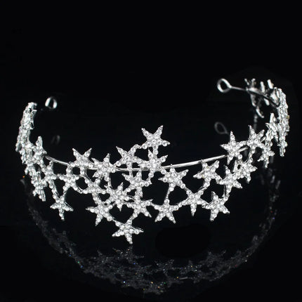 Crystal Star Tiara Crown Headband Hairpiece