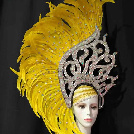 The Stardust Samba Radiance – Elegant Feathered Stage & Carnival Headdress