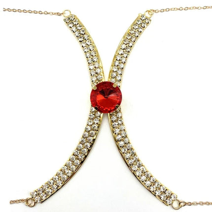 Luxury Rhinestone U-Shape Chest Chain – Shimmering Water Drop Pendant Bikini Bra Body Jewelry for Festivals & Beachwear